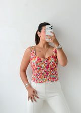 Size M Multicolor Floral Cowl Neck Top