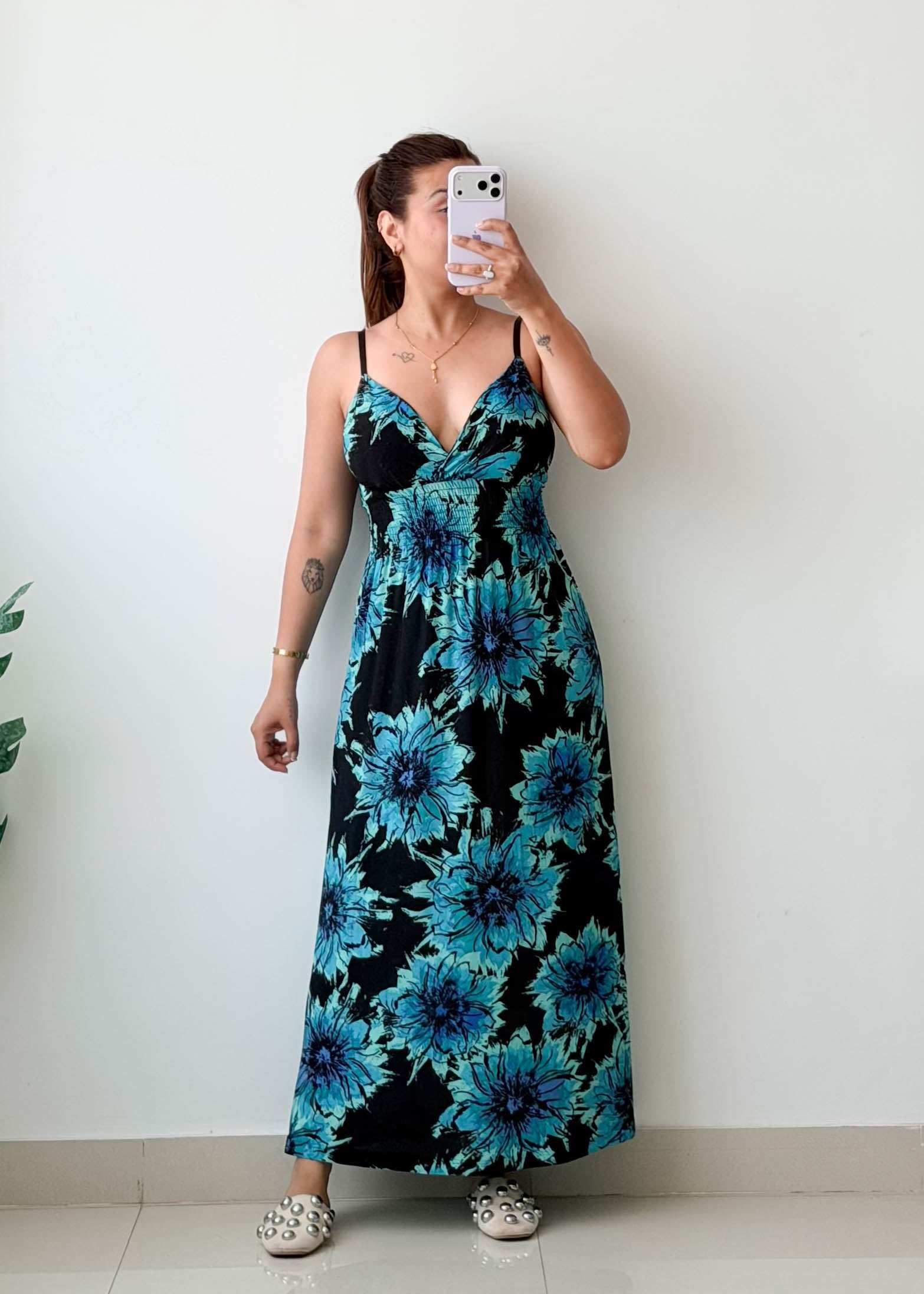 Size S-M Blue Floral Maxi Dress
