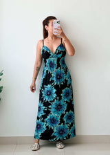 Size S-M Blue Floral Maxi Dress