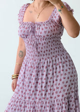 Size S & M Pink Floral Smocked Maxi Dress