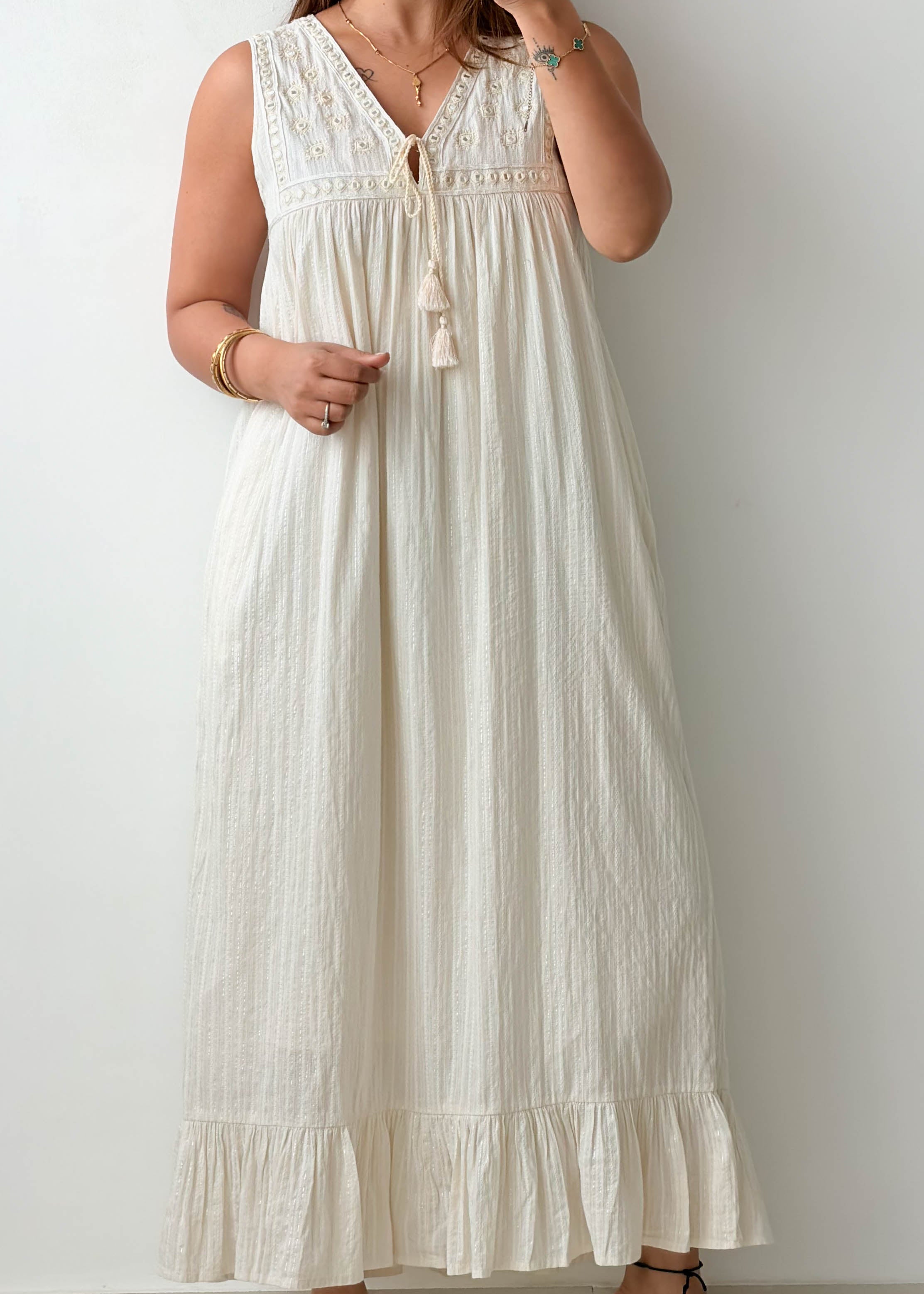 Size S-M Cream Boho Maxi Dress
