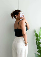 Size S-M, Green Spaghetti Strap Crop Top - Closet by Payal