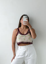 Size M-L Cream Floral Crochet Crop Top