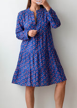 Size XS-S Blue Floral Tiered Mini Dress