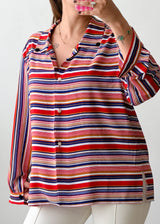 Size M-L Multicolor Striped Button-Down Shirt