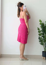 Size L-XL, Pink Crochet Midi Dress