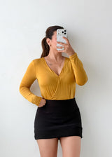 Size XS-S Mustard Wrap Bodysuit