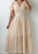 Size S-M Cream Tiered Maxi Dress
