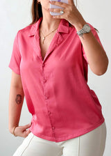 Size S-M Pink Satin Shirt Top