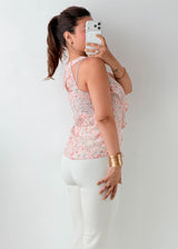 Size XS-S Pink Floral Ruffle Tank Top
