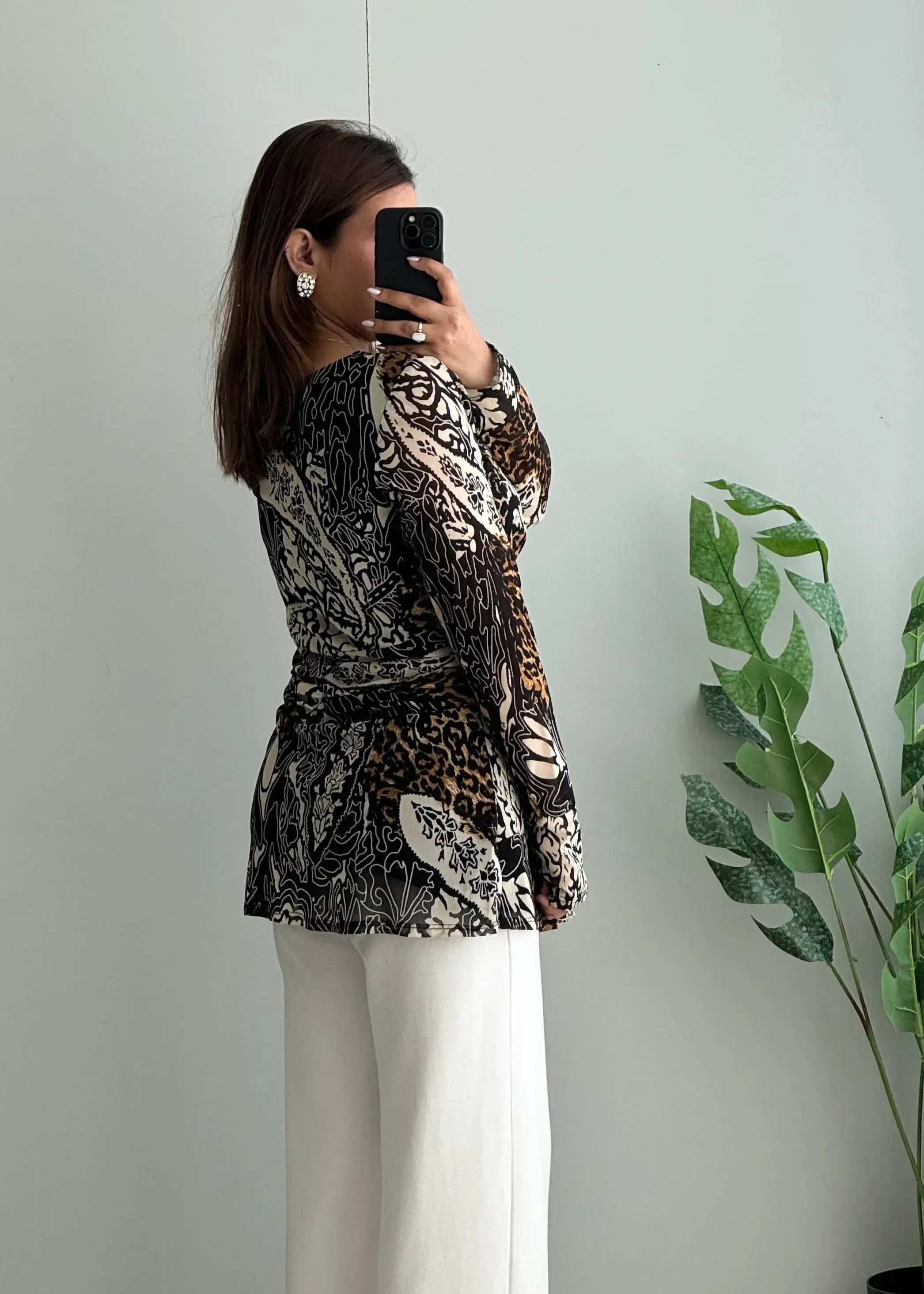 Size M-L, Y2K Inspired Animal Print Peplum Top for Women - Closet by Payal