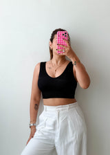 Size XL Black Ribbed Crop Top