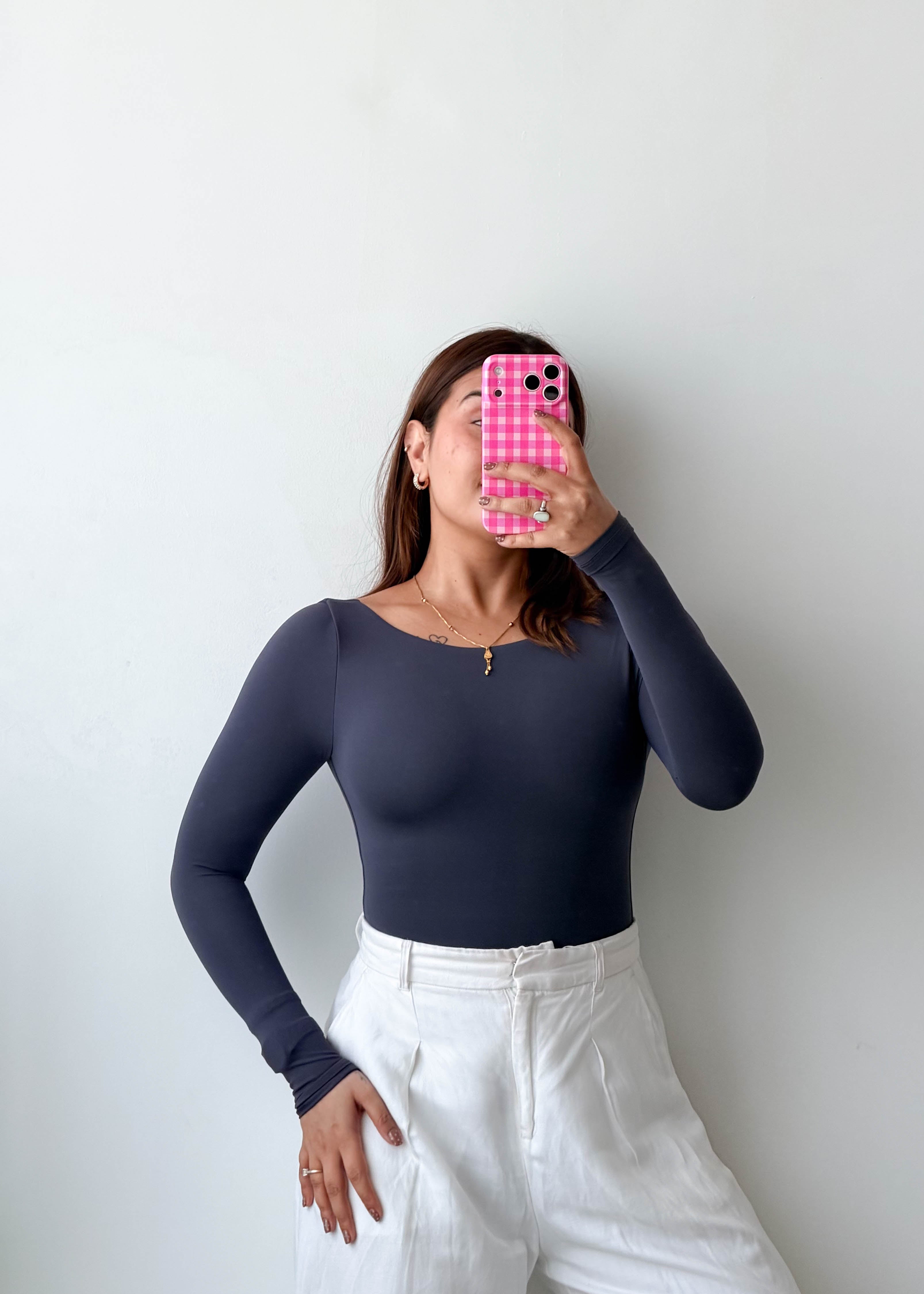 Size XS Slate Blue Long Sleeve Bodysuit