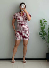 SIZE S-M, Red Checkered Knit Mini Dress - Closet by Payal