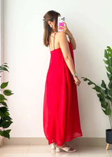 Size XS-S, Red Flowy Maxi Dress