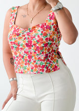 Size M Multicolor Floral Cowl Neck Top
