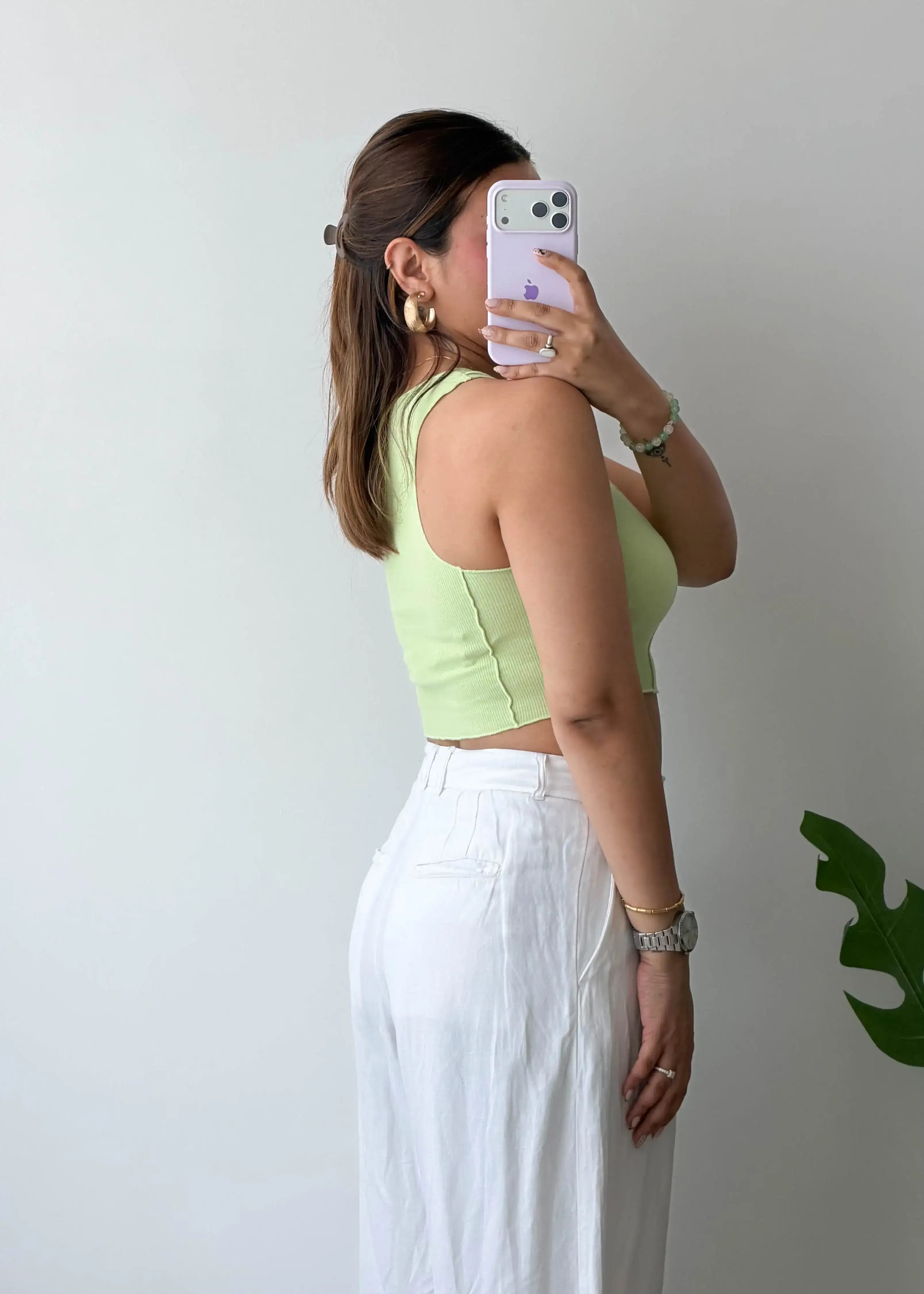 Size S-M, Lime Green Ribbed Crop Top