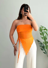 Size S-M, Pretty Orange Tube top - Closet by Payal
