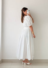 Size XS-S White Embroidered Cotton Maxi Dress