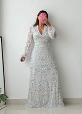 Size M-L White Embroidered Maxi Dress