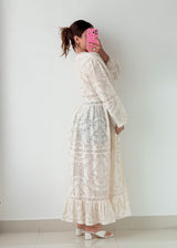 Size M-L White Embroidered Lace Maxi Dress