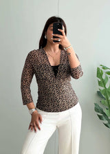 Size S-M, Animal Print Lace Detail Statement Top - Closet by Payal