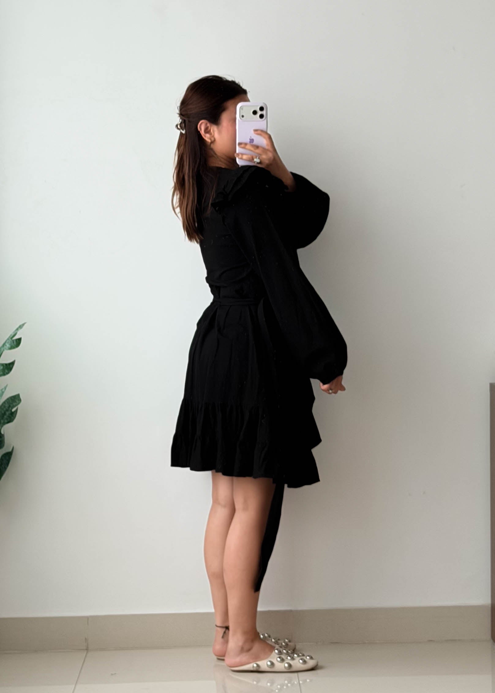 Size M-L Black Wrap Mini Dress