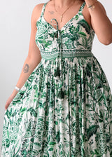 Size S-L Green Floral Printed Maxi Dress