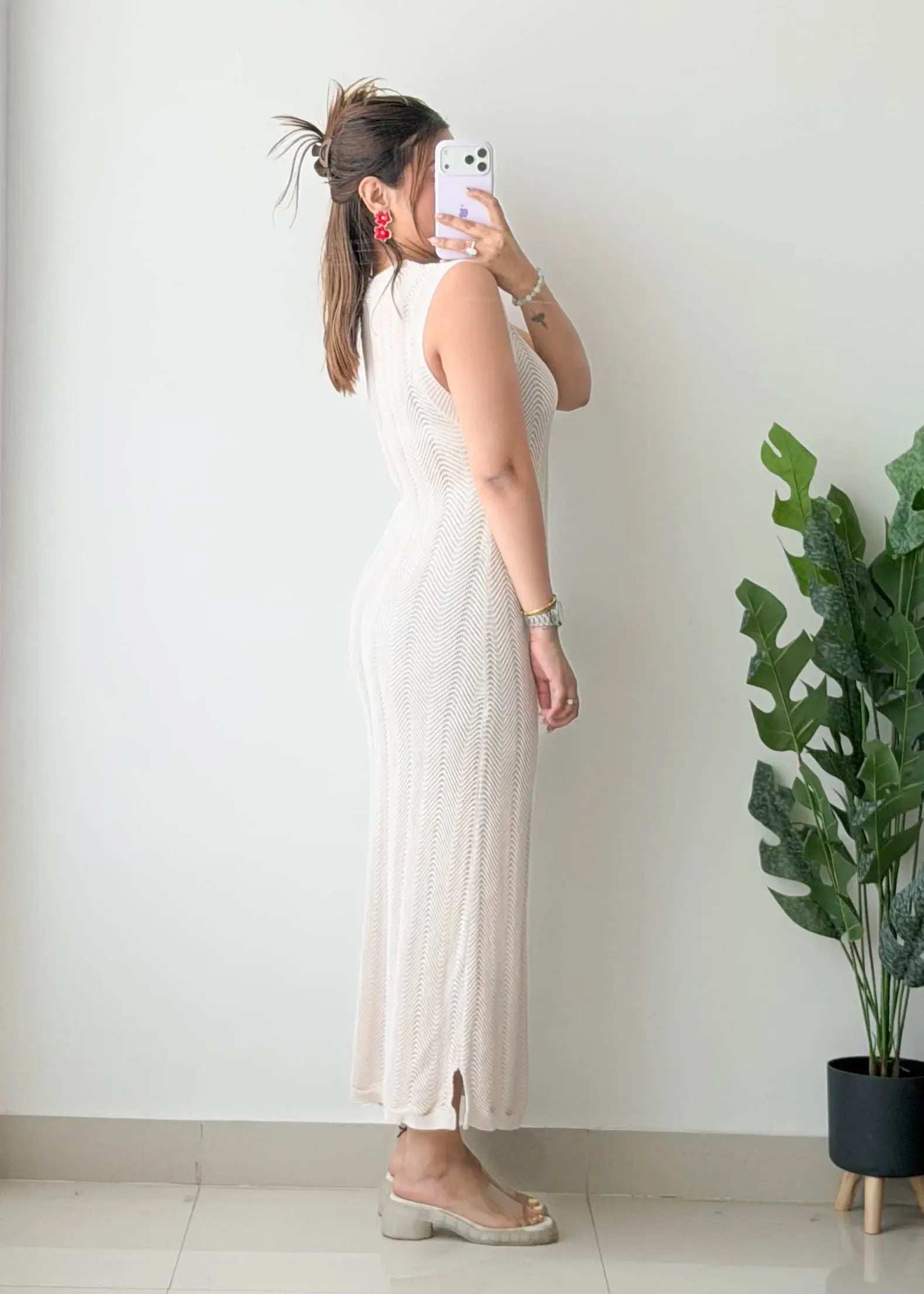 Size S-M, Cream Crochet Maxi Dress