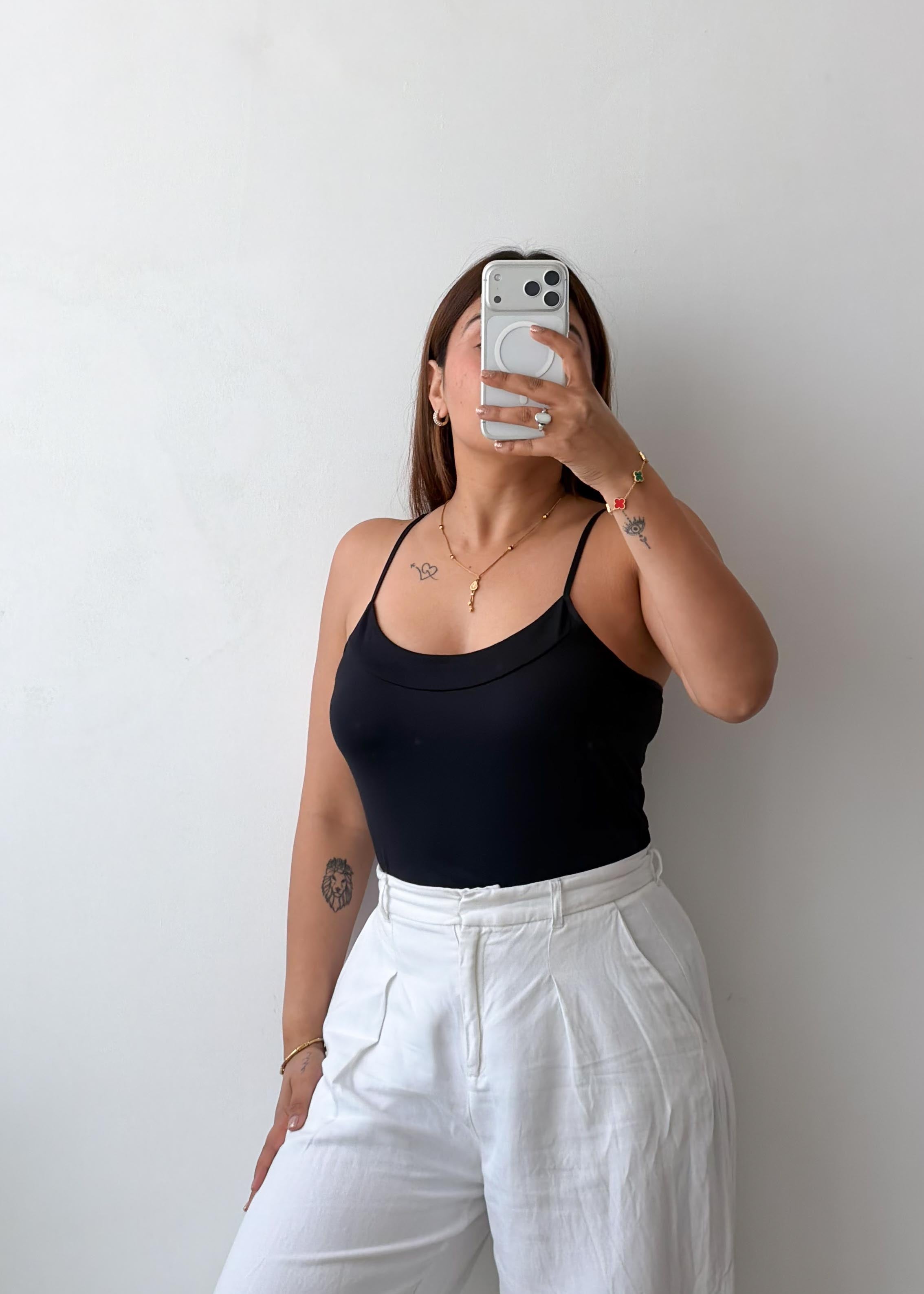 Size L-XL Black Basic Cami Top