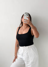 Size L-XL Black Square Neck Bodysuit