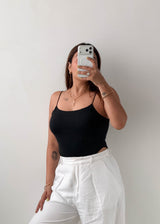 Size XS-S Black Basic Cami Bodysuit