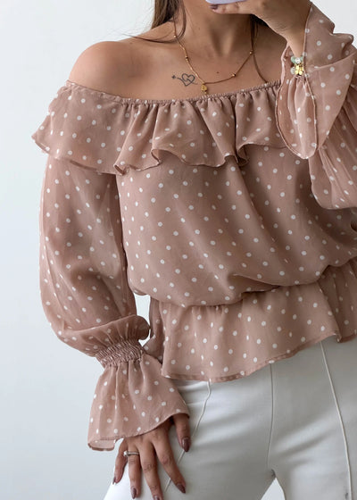 Size S-M, Off-Shoulder Polka Dot Top
