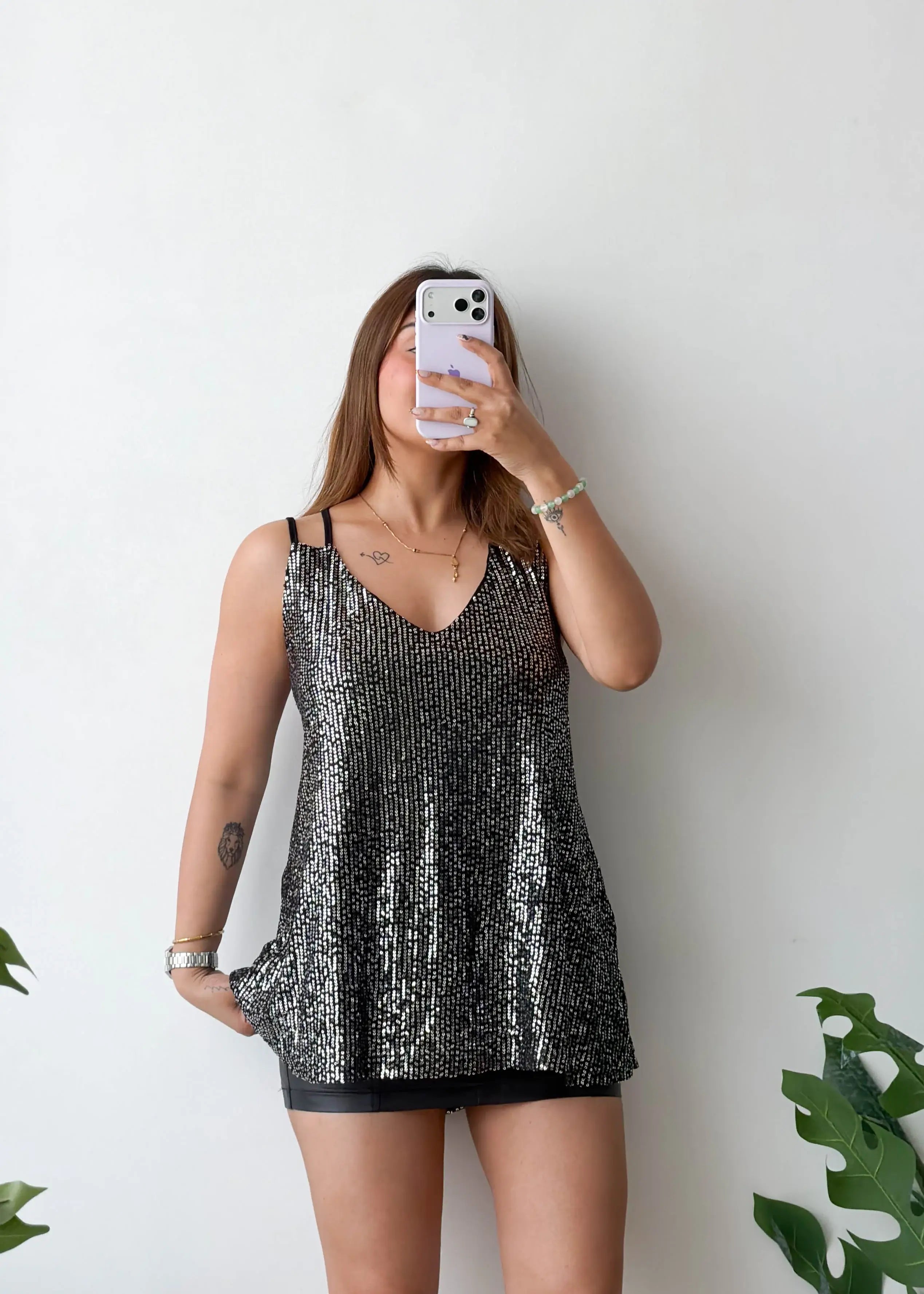 Size 2XL-3XL, Black Sequin Flow Top