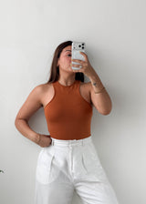 Size S-M Rust High Neck Bodysuit