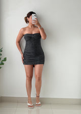 Size XS-S Charcoal Ruched Mini Dress