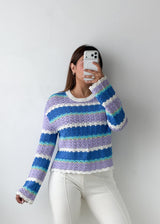 Size M-L Multicolor Crochet Knit Sweater