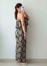 Size S-M Geometric Print Wide-Leg Jumpsuit