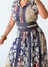 Size S Navy Multi Print Maxi Dress