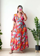 Size XS-S, Multicolor Floral Fit & Flare Dress