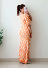 Size M-L Peach Floral Knit Maxi Dress