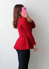Size S-M Red Lace Peplum Top