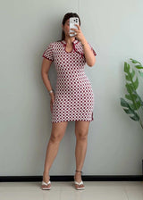 SIZE S-M, Red Checkered Knit Mini Dress - Closet by Payal