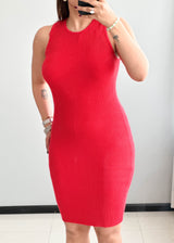 SIZE M-L,  Cotton Ribbed Bodycon Dress