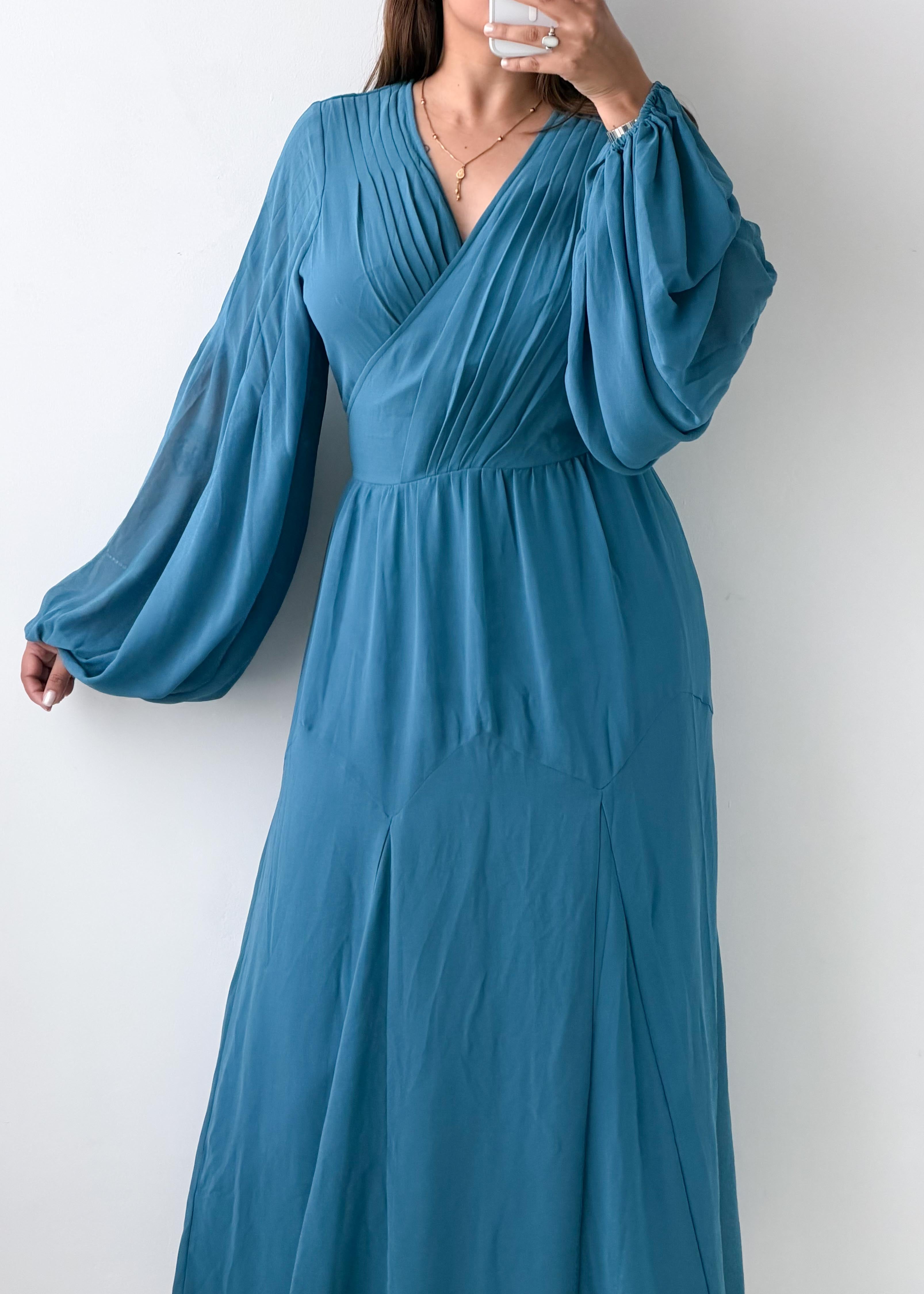 Size M-L Teal Blue Wrap Maxi Dress