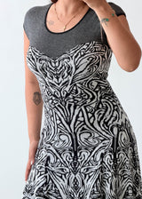 Size S-M Abstract Print Fit & Flare Dress