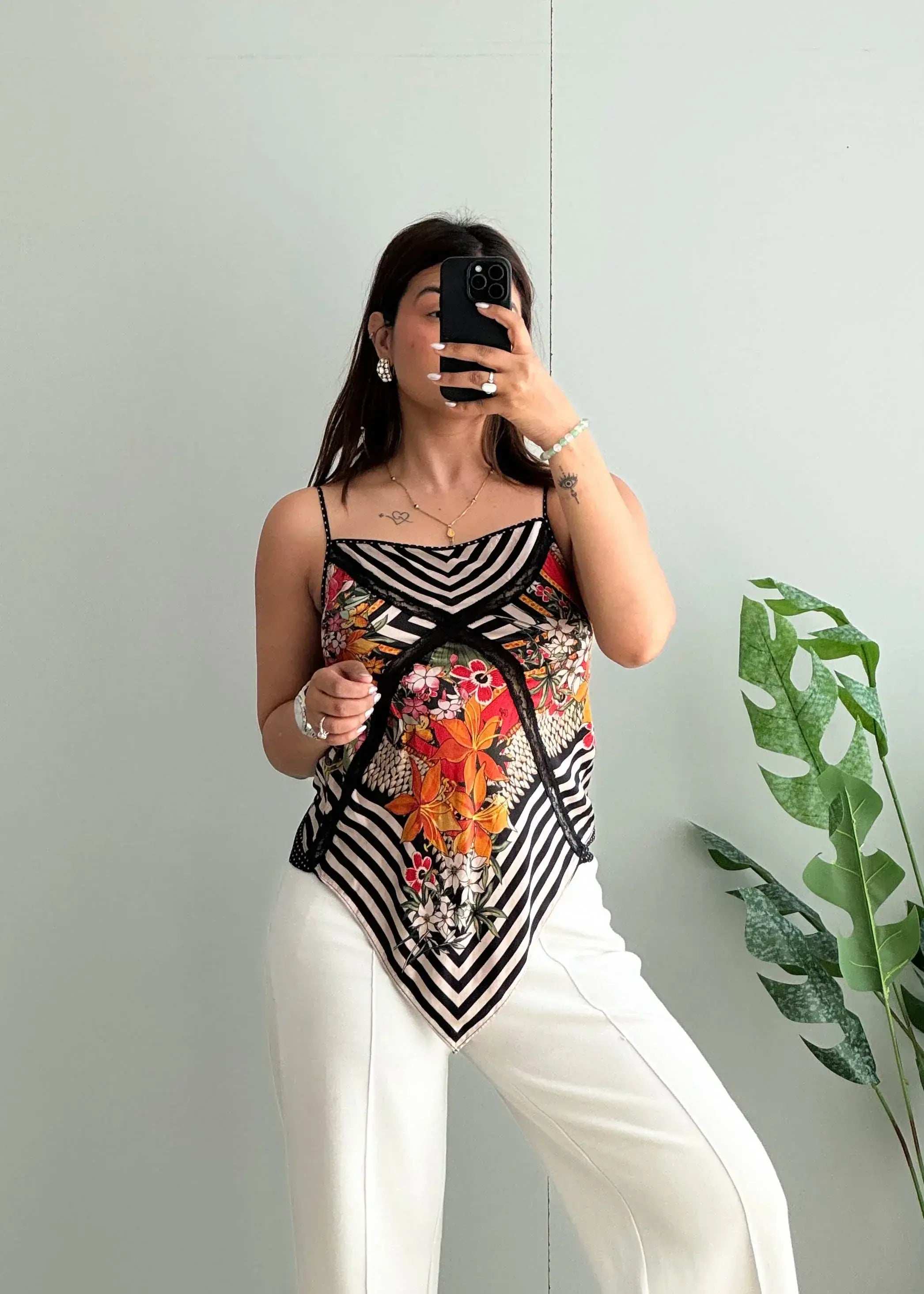 Size XS-S, Satin printed cami top - Closet by Payal