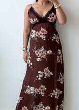 L-XL Maroon Floral Maxi Dress