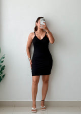 Size S-M Black Lace Strap Mini Dress