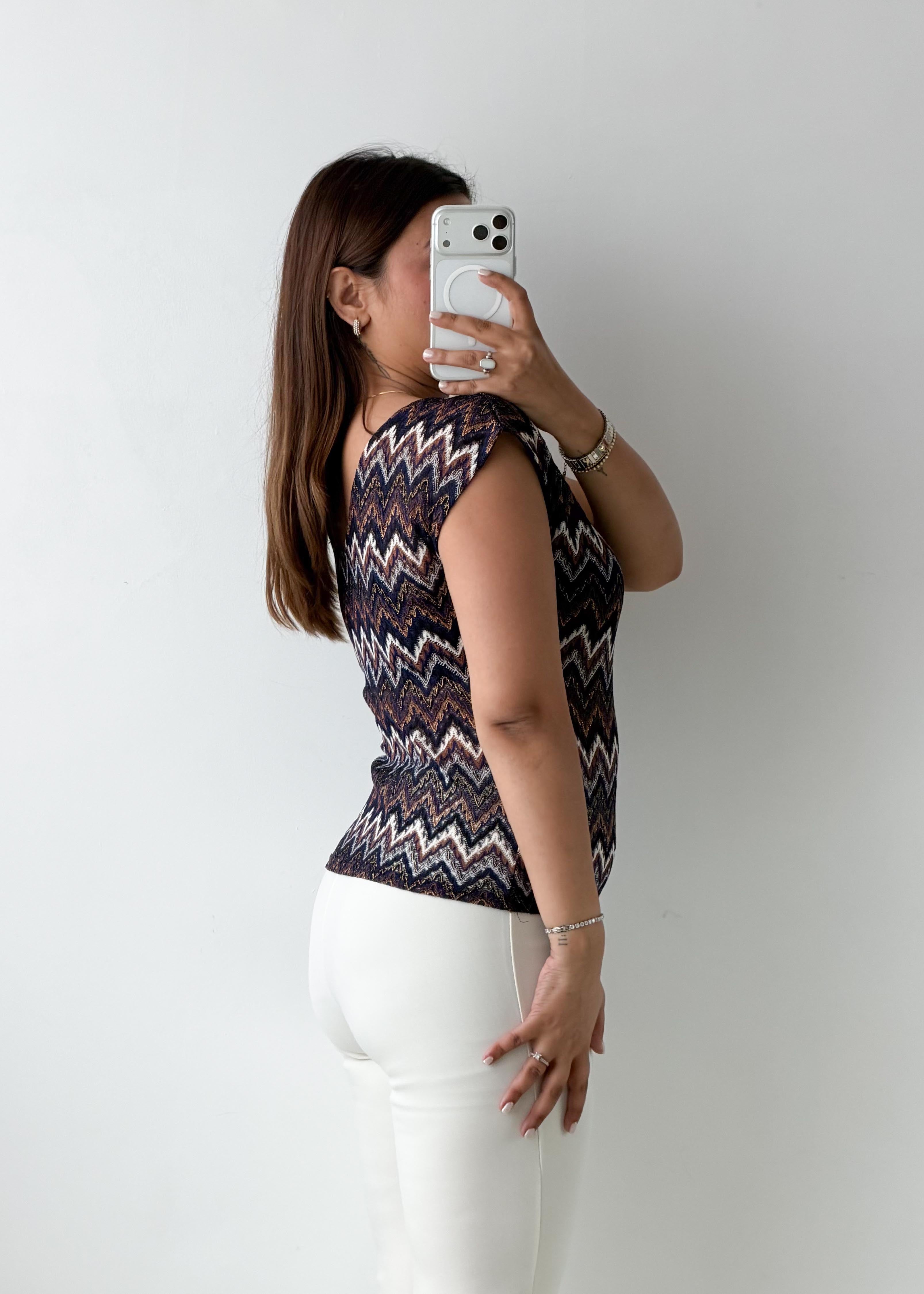 Size S-M Multicolor Chevron Knit Top